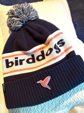 Birddogs Navy Beanie with Coral and White Stripes